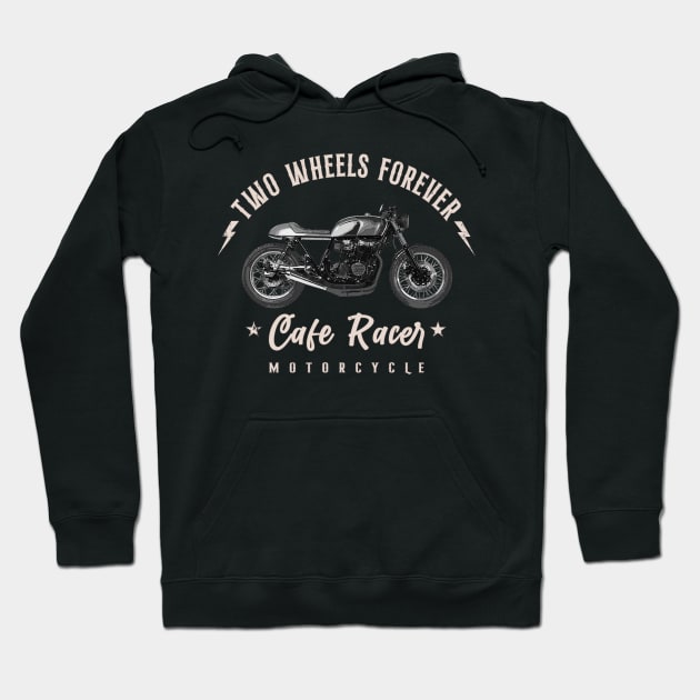 Two Wheels Forever Cafe Racer Hoodie by Jose Luiz Filho